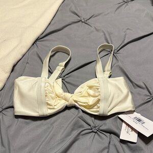 Elegant Cream Bow-Front Bikini TOP ONLY